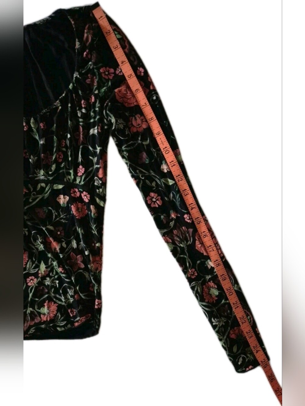 Free People Make It Easy Long Sleeve Fitted Scoop Neck Top Black Red Floral Sz M - Picture 11 of 11